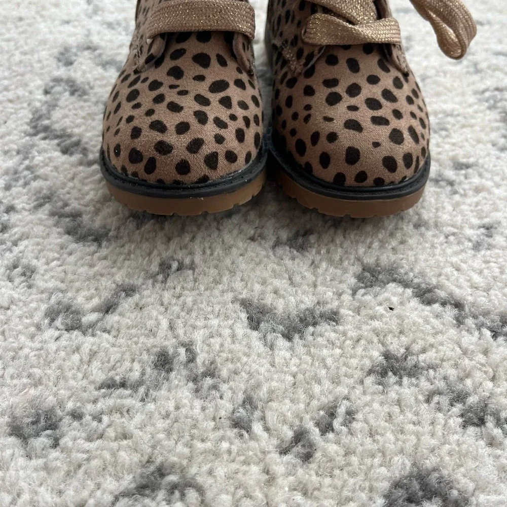 Cat and Jack Leopard Combat Boots7C